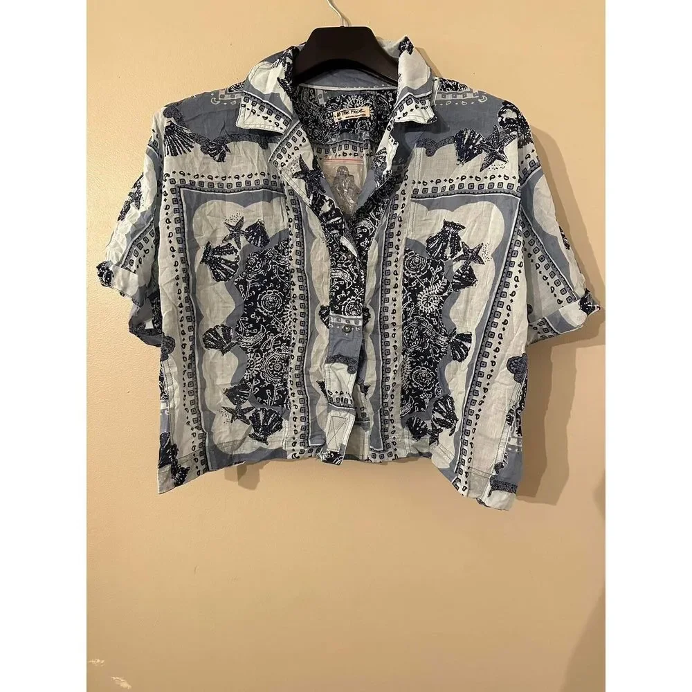NEW Free People Women's Blue Blouse Size M